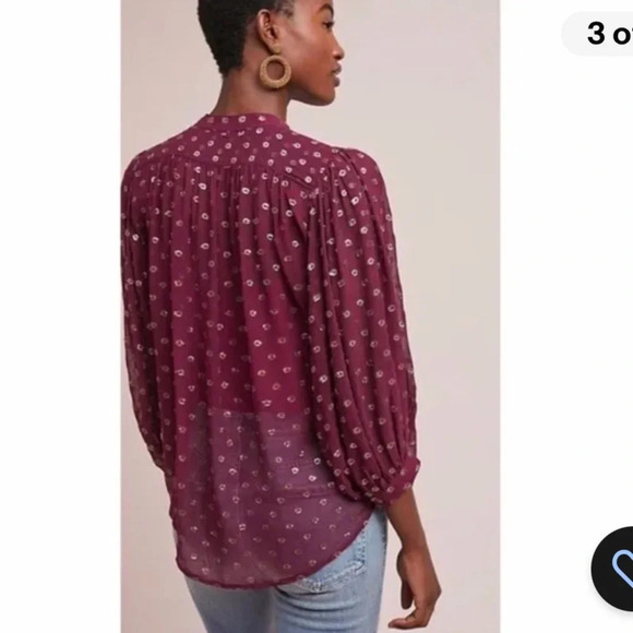 Anthropologie button up moulinette soeurs top Allegra Foil-Printed Top sz small - Picture 2 of 11
